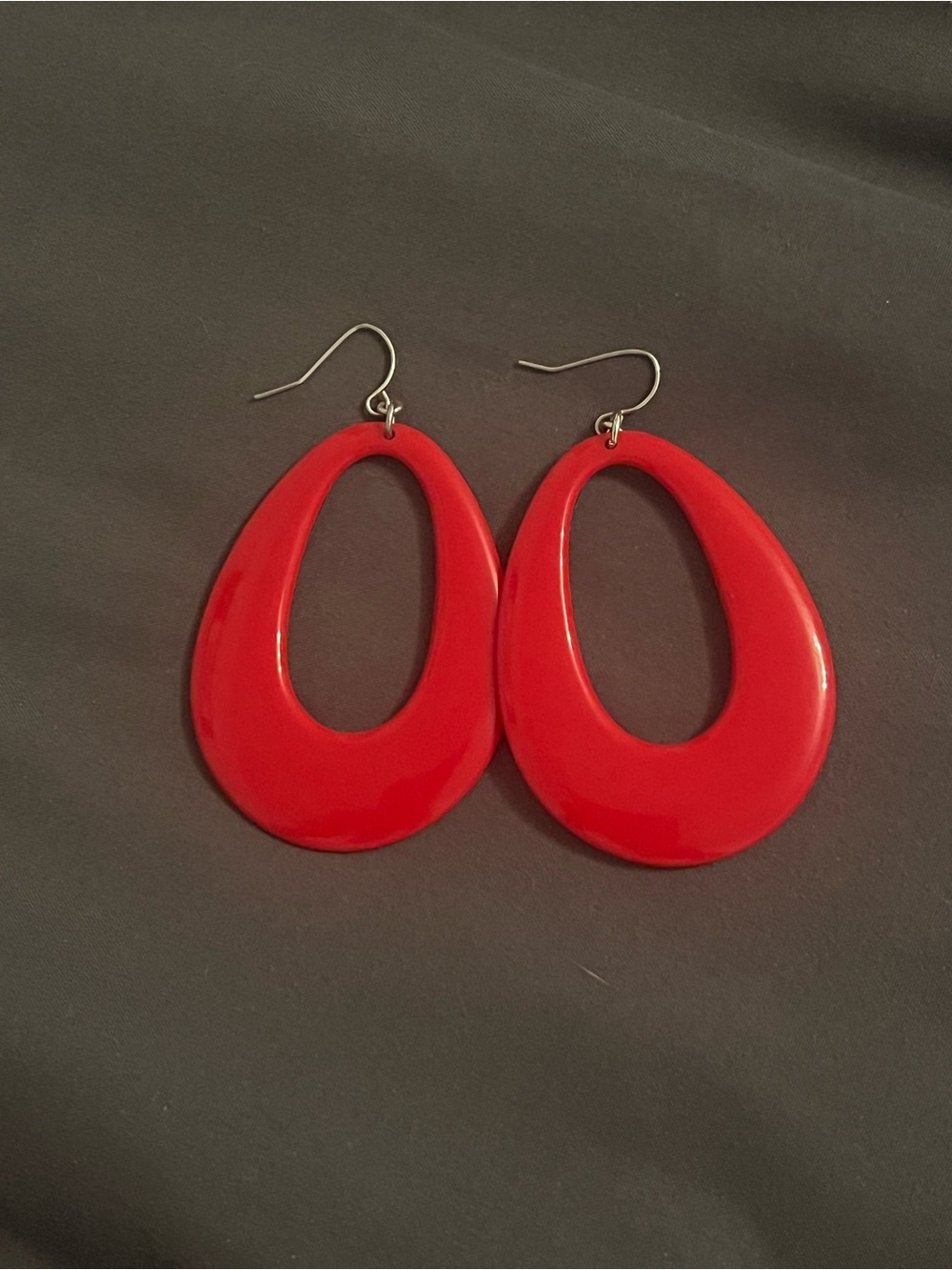 Vibrant Red Open Teardrop Dangle Earrings